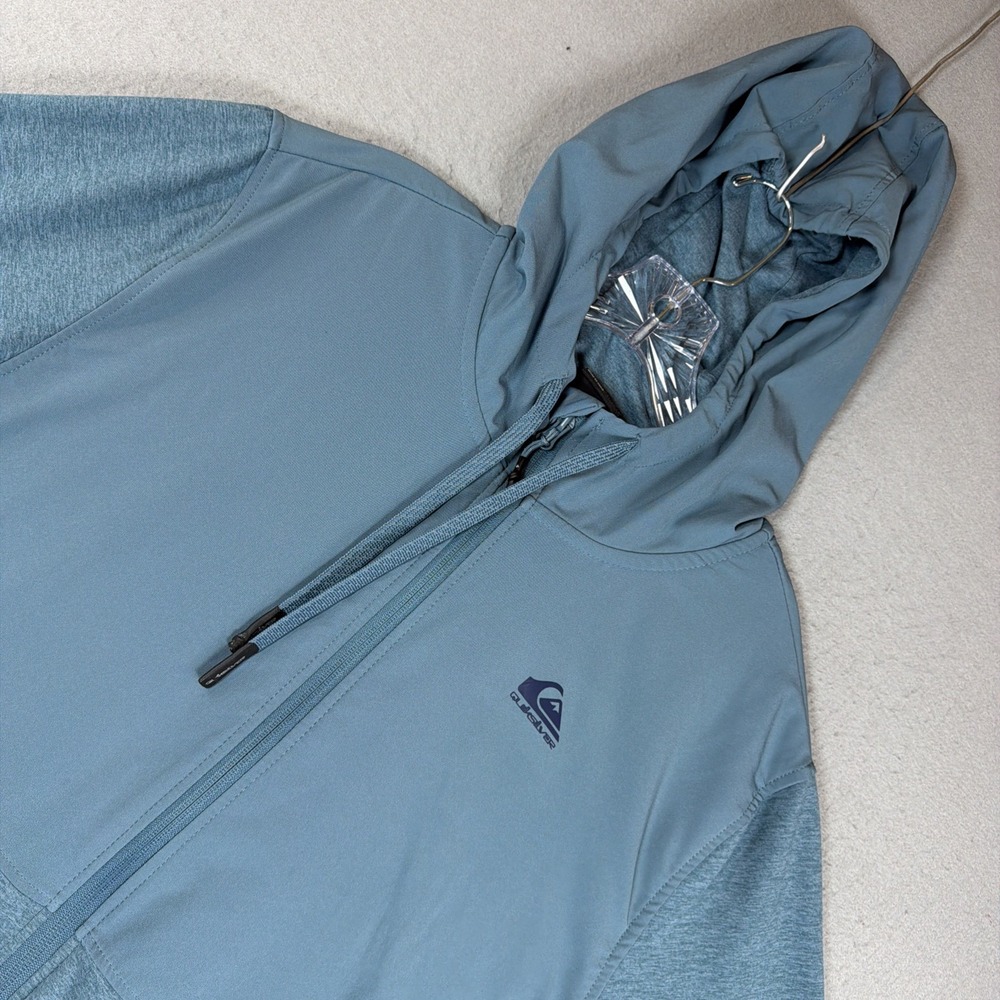 Quicksilver Full Zip Hoodie Sweatshirt Men's XL Y2K Teal Pocket's Outdoor